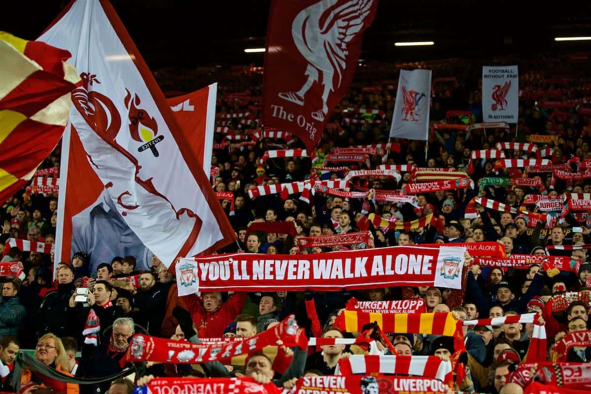 Bài hát truyền thống của Liverpool là You Never Walk Alone.